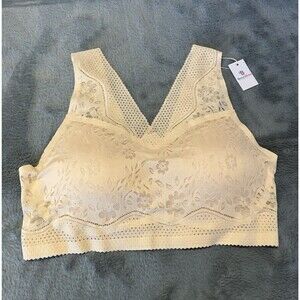 Breezy Bloom Bra  XL Beige NWT